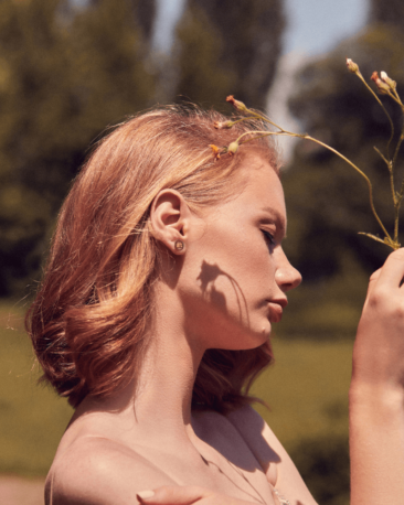 Cercei mini THE GOLDEN RATIO, Aur Alb 14K