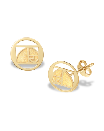 Cercei mini THE GOLDEN RATIO, Aur Alb 14K